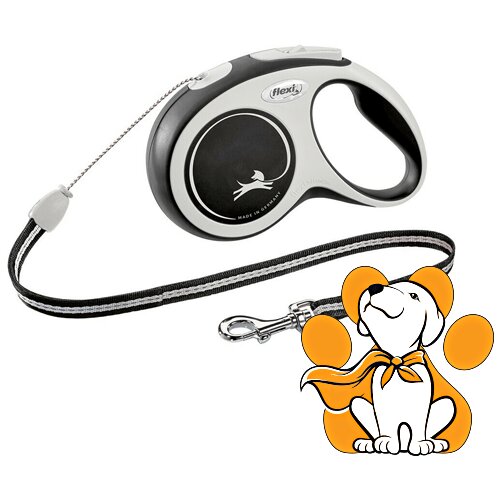 Flexi comfort Cord S 5m, Povodac Prilagođen Psima Do Maksimum 12kg, Crni Cene