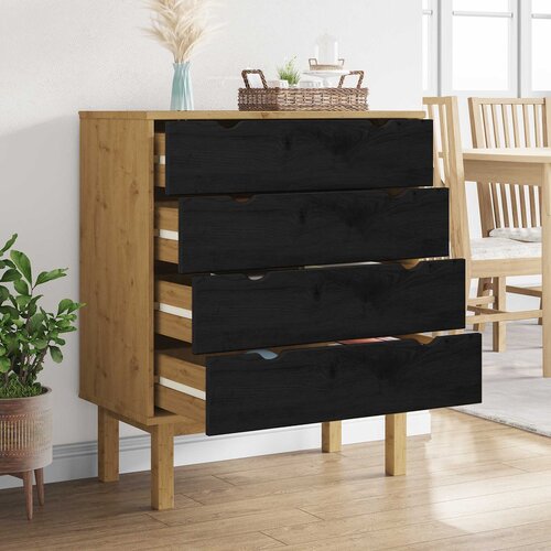  Komoda OTTA Crna 76,5 x 39,5 x 90 cm Masivna borovina Slike