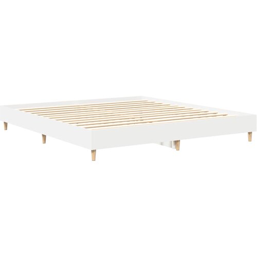  Okvir za krevet bijeli 200 x 200 cm od konstruiranog drva Slike