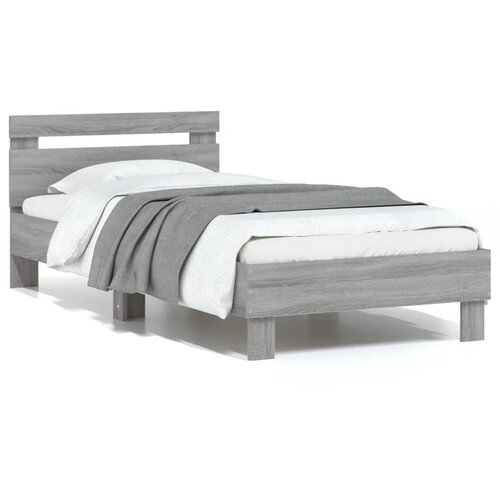 vidaXL Posteljni okvir z vzglavjem siva sonoma 75x190 cm inž. les Cene