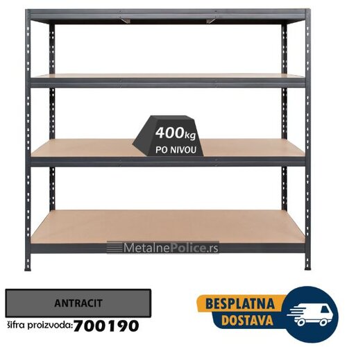  polica metal-medijapan pro EB22 180x180x60cm 4x400kg Slike