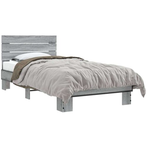  Okvir za krevet boja hrasta 75x190 cm konstruirano drvo i metal Slike