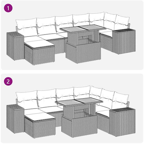 VidaXL 8-dijelni set vrtnih sofa od poliratana s jastucima crni Slike