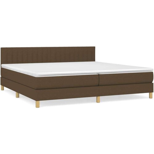  Krevet s oprugama i madracem tamnosmeđi 200x200 cm od tkanine Slike