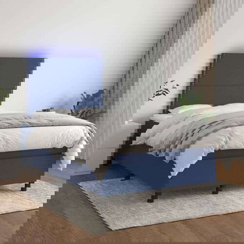  Box spring postelja z vzmetnico LED modra 120x200 cm blago, (20902215) Cene