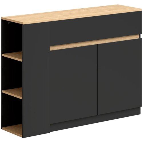  Komoda bife veliki pretinac za ormar polica na 3 razine ladica crna 110 x 29 5 x 82 cm Slike