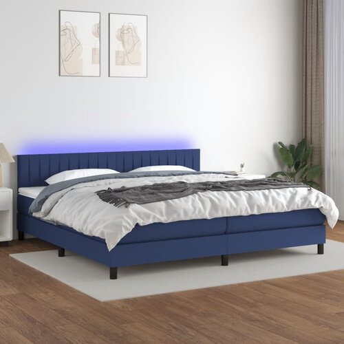 The Living Store Box spring postelja z vzmetnico LED modra 200x200 cm blago - Box Spring Postelja, (21516249) Cene