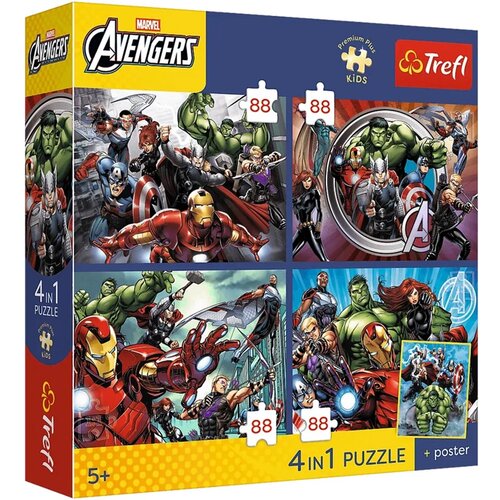 Trefl Marvel Osvetnici - 4 x 88 kom Premium Plus Kids puzzle - Slike