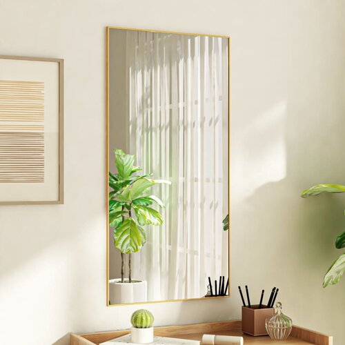 VidaXL ogledalo za vrata zlato 50x100 cm steklo in aluminij Slike