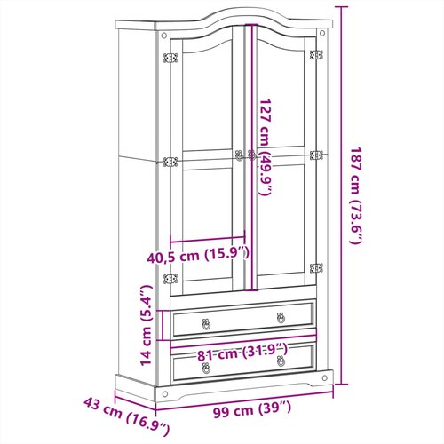  Vitrina sa staklom Corona 99x43x187 cm masivna borovina Slike