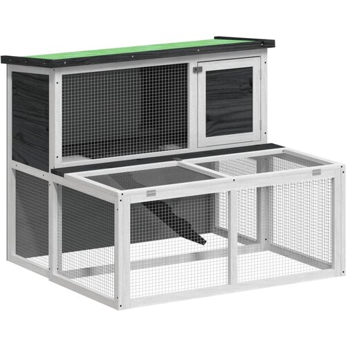  Kavez za zečeve sivi 102 x 90 x 84,5 cm od masivne borovine Slike