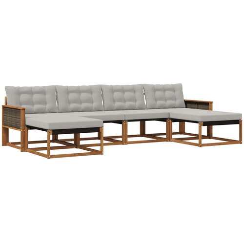vidaXL Zunanja garnitura za sedenje 6 pcs Naravna in svetlo siva, (5000282502) Cene