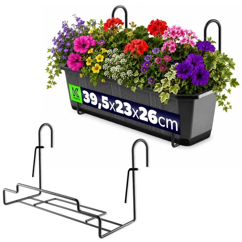 KADAX kovinski obe&scaron;alnik za balkonske cvetlične lončke in korita 40 cm črne barve, (5000352589) Cene