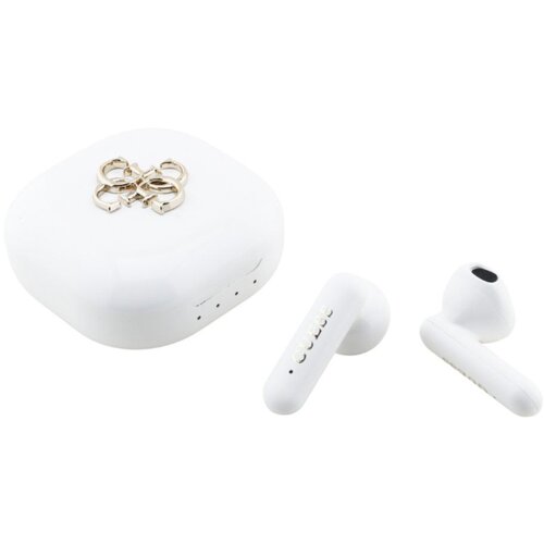 Guess bluetooth slusalice tws 4G metal logo bele (GUTWSJ7HE4GH) Slike