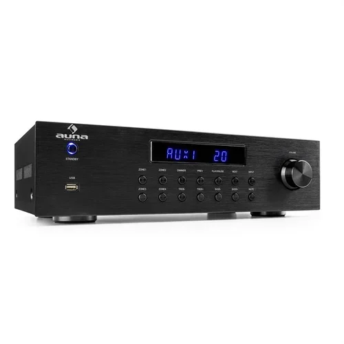 Auna AV2-CD850BT, 4-zona stereo pojačalo, 8 x 50 W RMS, bluetooth, USB, CD, crni
