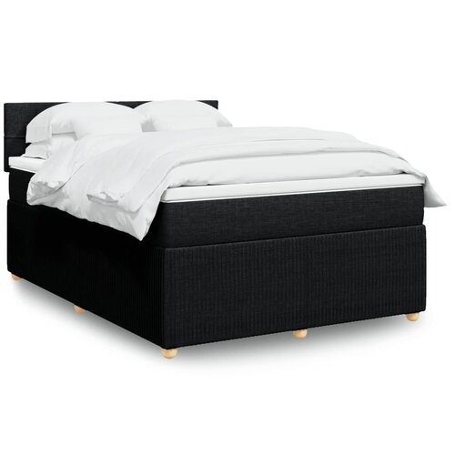 vidaXL Box spring postelja z vzmetnico črna 140x200 cm blago Cene