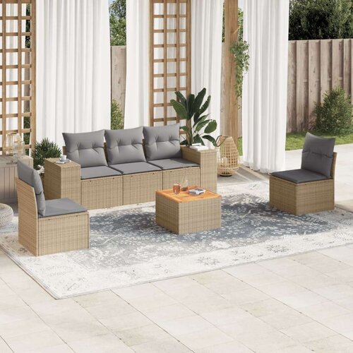 VidaXL 6-dijelni set vrtnih sofa s jastucima bež od poliratana Slike