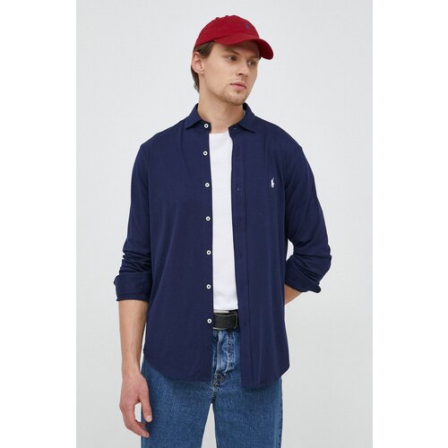 Polo Ralph Lauren Pamučna ko&amp;scaron;ulja za mu&amp;scaron;karce, boja: tamno plava, regular, s talijanskim ovratnikom Slike