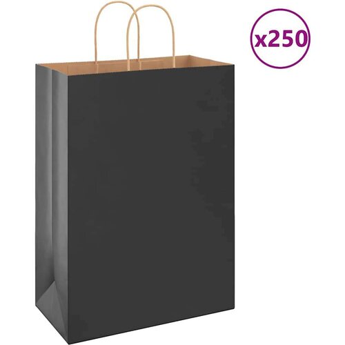  Papirnate vrećice 250 kom s ručkama crne 32x17x44 cm Cene