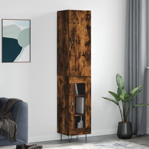 vidaXL Visoka komoda dimljeni hrast 34 5x34x180cm konstruiranog drva Cijene