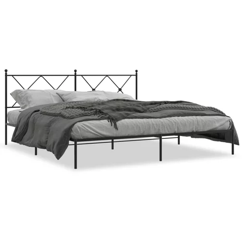 vidaXL Kovinski posteljni okvir z vzglavjem črn 183x213 cm
