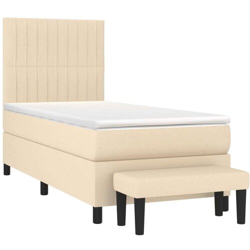 VidaXL Krevet s oprugama i madracem krem 100 x 200 cm od tkanine Slike