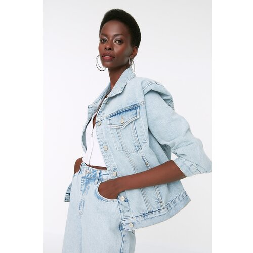 Trendyol Light Blue Basic Denim Jacket Slike