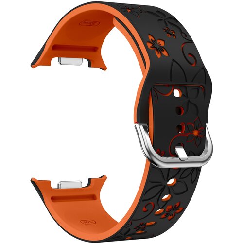 INF Združljiv s Samsung Galaxy Watch8 22 mm silikonski pa&scaron;ček z gravuro Black Orange, (5000075731) Cene