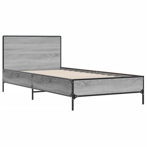  Okvir za krevet boja hrasta 75x190 cm konstruirano drvo i metal Siva 75 x 190 cm Slike