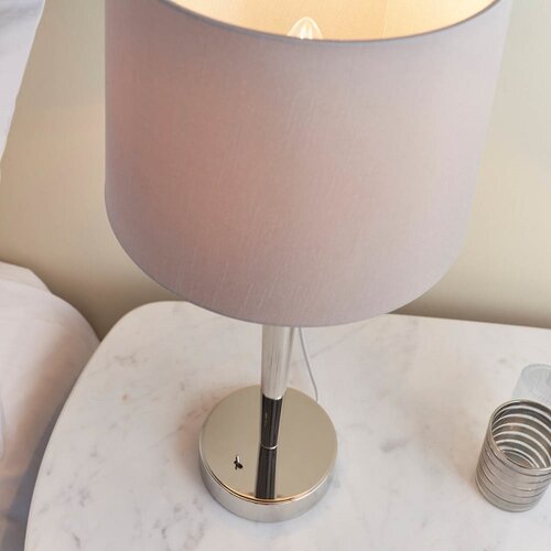  Endon 72175 - Stona lampa sa USB portom SYON 1xE14/40W/230V sjajni hrom/bež Slike