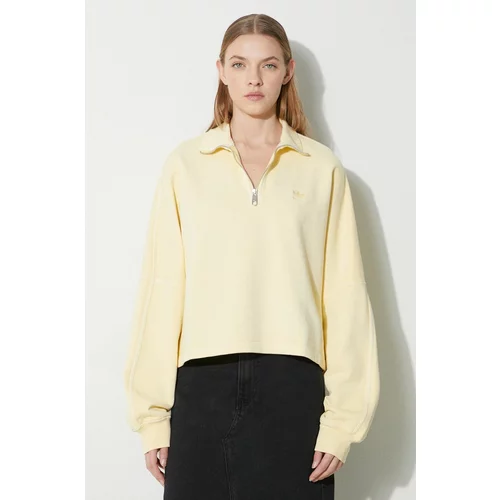 Adidas Bombažen pulover ženska, rumena barva
