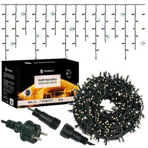 Springos novoletne led lučke zavesa 500 LED 3000K in 6500K Flash 20 + Slike