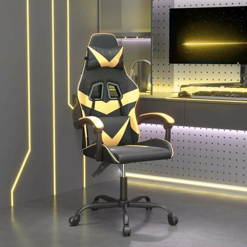  Igraća stolica crno-zlatna od umjetne kože