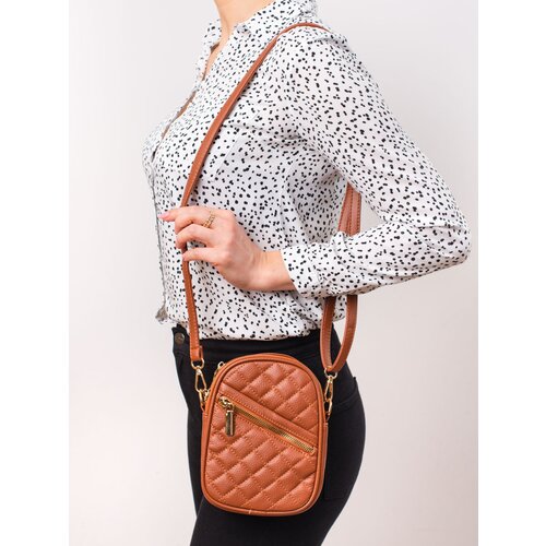 SHELOVET Small women's quilted handbag brown Cene