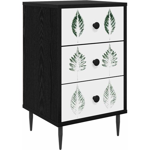 Noćni ormar HANAU Crni hrast 36 x 33 x 61 cm Konstruirano drvo Slike