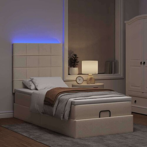 VidaXL otomanski okvir kreveta s madraca krem 90x190cm od tkanine Slike