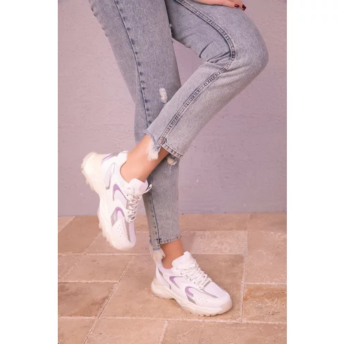 Soho White-Silver-Lilac Women's Sneaker 18109