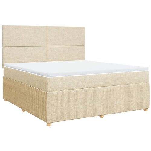 VidaXL Krevet s oprugama i madracem krem 180x200 cm od tkanine Slike
