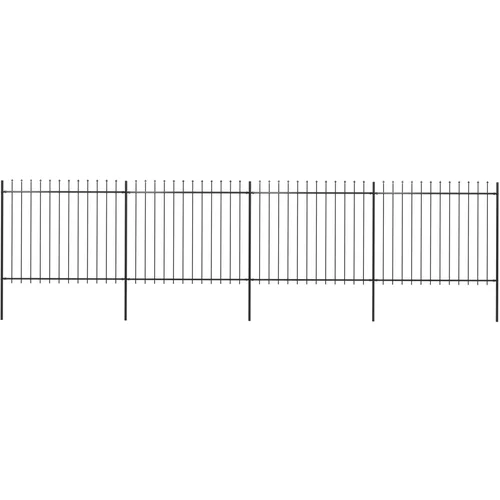 vidaXL Vrtna ograja s koničastimi vrhovi jeklo 6,8x1,5 m črna