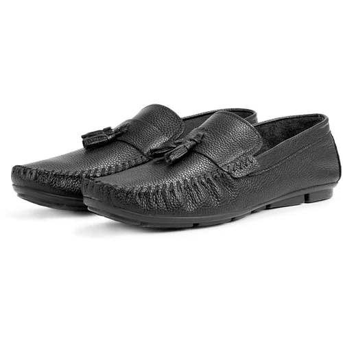 Ducavelli Noble Genuine Leather Men's Casual Shoes, Roque Loafers Black.