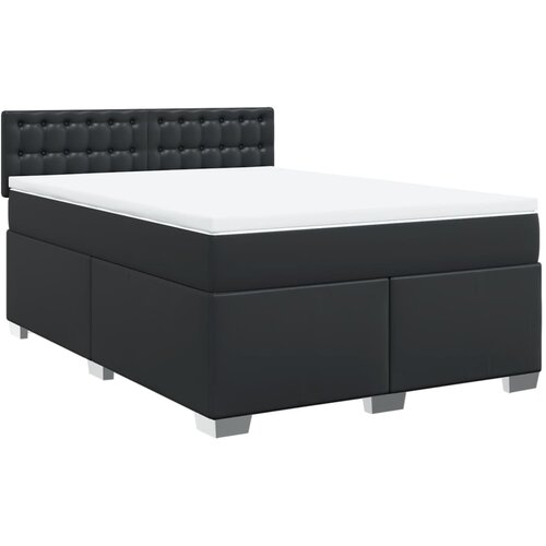Maison Chic Box spring postelja - Vzmetna postelja z vzmetnico črn 140x190 cm umetno usnje SL5557, (21904878) Cene