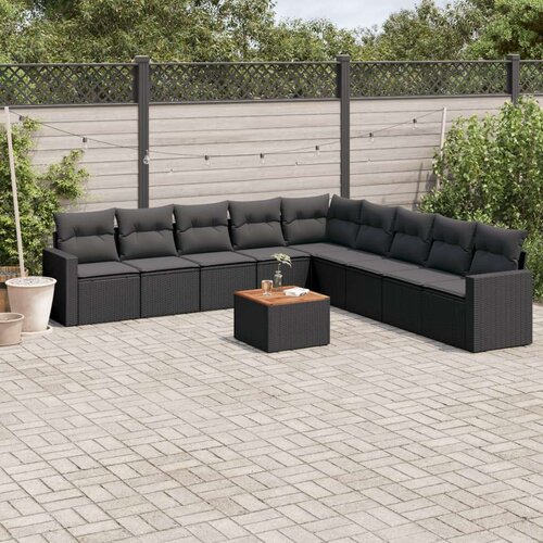  10-dijelni set vrtnih sofa s jastucima crni od poliratana Cene