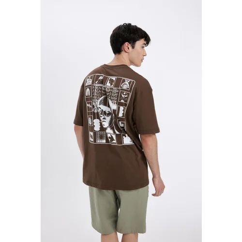 Defacto Comfort Fit Crew Neck Back Printed Short Sleeve T-Shirt