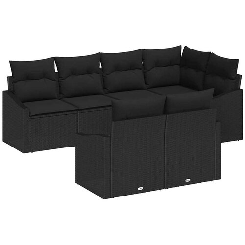  Sjedeća garnitura za vrt 7 kom. Crna poliratan 233,5 x 123,5 x 85 cm Slike