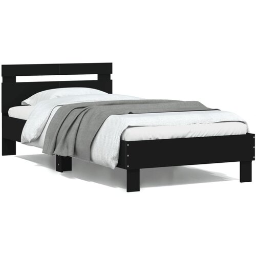 VidaXL Okvir kreveta s uzglavljem i LED svjetlima crni 100 x 200 cm Slike
