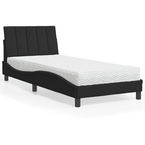 VidaXL Postelja z vzmetnico črna 90x190 cm žamet Slike
