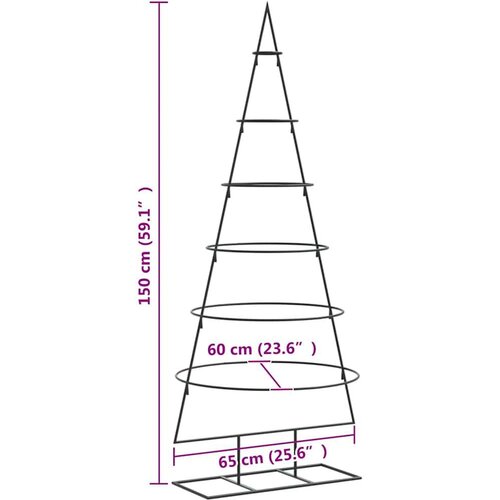VidaXL Metalno ukrasno božićno drvce crno 150 cm Slike