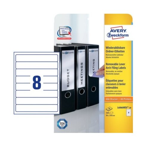 Avery Zweckform Odstranljive etikete za ozke registratorje 192 x 34 mm Cene