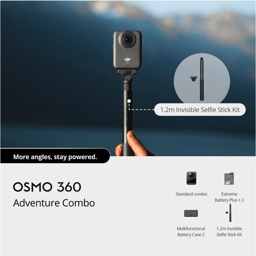 Dji Osmo 360 Adventure Combokamera,1/1.3" CMOS s f/2.8, USB-C PD punjenje,1770 mAh Cijene
