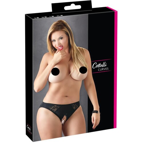 Cottelli Plus Size - otvoreni donji dio od čipke (crni) - 2XL Cijene